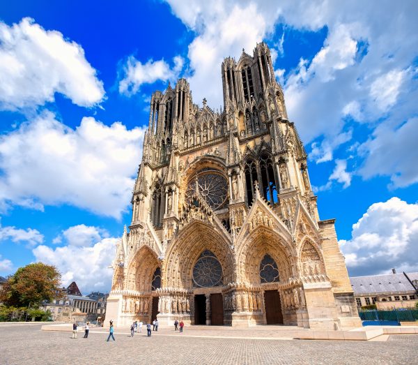 Notre Dame de Reims Cathedral, France, is one of the most important gothic cathedrals in Europe and UNESCO world culture heritage site